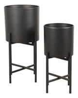 LABEL51 Plantenstandaard 'Plantin' Set van 2 stuks, kleur Zwart