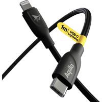Aqiila USB-C-kabel USB 2.0 Apple Lightning stekker 1.00 m Zwart AQCBPBICB1BD850