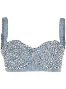 MOSCHINO JEANS haut bandeau à ornements en cristal - Bleu