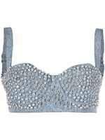 MOSCHINO JEANS haut bandeau à ornements en cristal - Bleu