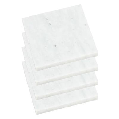 Onderzetters voor glazen - 4x stuks - vierkant - Marmer - wit - 10 x 0.8 cm