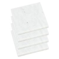 Onderzetters voor glazen - 4x stuks - vierkant - Marmer - wit - 10 x 0.8 cm