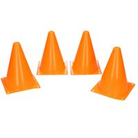 Pilonnen - 4x stuks - oranje - 17 cm - plastic - pionnen - pionnetjes - sport/voetbal training