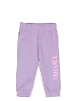 Versace Kids pantalon de jogging à logo imprimé - Violet
