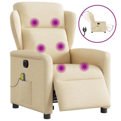 Massagestoel elektrisch verstelbaar stof crèmekleurig