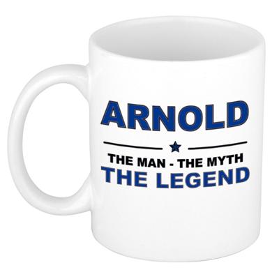 Arnold cadeau mok - man myth legend - naam koffiemok / beker - wit en blauw - 300 ml Arnold cadeau mok - man myth legend - naam koffiemok / beker - wit en blauw - 300 ml