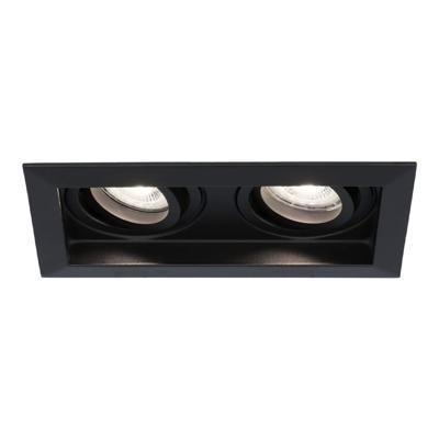 Durham Dubbel LED inbouwspot vierkant - 10 Watt 800 lumen - 6000K daglicht wit - GU10 - Dimbaar Kantelbaar - Voor binnen - Zwart