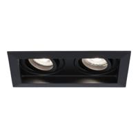 Durham Dubbel LED inbouwspot vierkant - 10 Watt 800 lumen - 6000K daglicht wit - GU10 - Dimbaar Kantelbaar - Voor binnen - Zwart