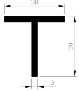 T-profiel alu brute 30x30x3mm (3mtr)