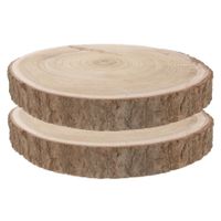 Set van 2x stuks decoratie Paulowna houten boomschijven 29-34 cm - thumbnail