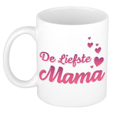 De liefste mama cadeau koffiemok - drinkbeker - voor Moederdag - verjaardag - roze hartjes