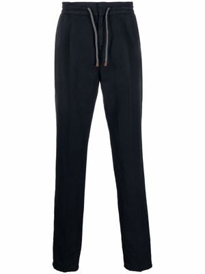 Brunello Cucinelli pantalon droit à lien de resserrage - Bleu