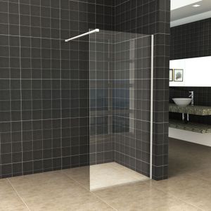 BWS Inloopdouche Pro Line Helder Glas 60x200 Mat Wit Profiel en Stabilisatiestang