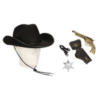 Cowboy accessoire set zwart voor volwassenen - thumbnail