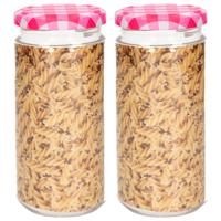 Weckpot/inmaakpot Classic - 2x - 550 ml - kunststof - draaideksel - roze - D7 x H16 cm