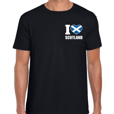 I love Scotland t-shirt Schotland zwart op borst voor heren