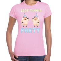 Bellatio Decorations Verkleed T-shirt voor dames - best pyjama party - roze - carnaval - foute party 2XL  -
