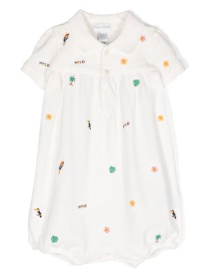 POLO RALPH LAUREN KIDS barboteuse à broderies - Blanc