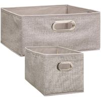 Set van 2x stuks opbergmanden/kastmanden 7 en 14 liter beige van linnen 31 cm