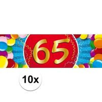 10x 65 Jaar leeftijd stickers verjaardag versiering   -