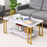 Salontafel Bijzettafel Banktafel Bijzettafel Consoletafel Salontafel Goud en Wit 100 x 49,5 x 45 cm