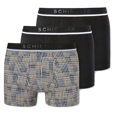 Schiesser boxershorts 95/5 zwart-print 3-pack
