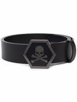 Philipp Plein ceinture en cuir à boucle tête de mort - Noir - thumbnail