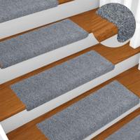VidaXL Trapmatten zelfklevend 10 stuks 65x21x4 cm lichtgrijs met rechthoekige rand