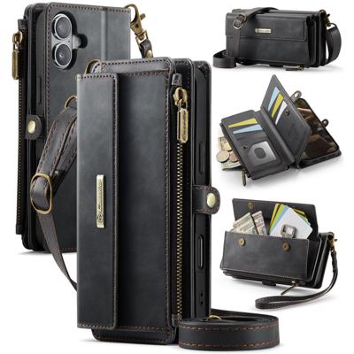 Caseme iPhone 17 hoesje - portemonnee tasje - Zwart