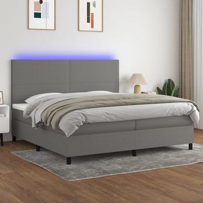 Boxspring met matras en LED stof donkergrijs 200x200 cm