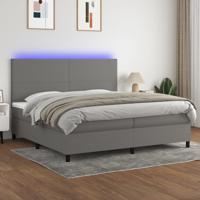 Boxspring met matras en LED stof donkergrijs 200x200 cm