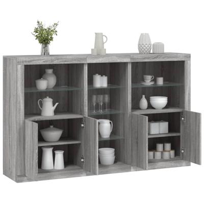Dressoir met LED-verlichting 162x37x100 cm grijs sonoma eiken