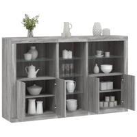 Dressoir met LED-verlichting 162x37x100 cm grijs sonoma eiken