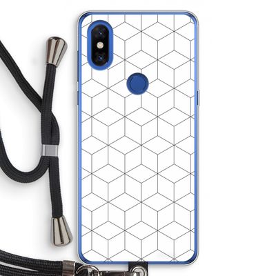 Zwart-witte kubussen: Xiaomi Mi Mix 3 Transparant Hoesje met koord