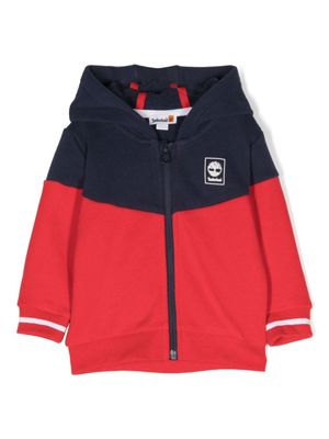 Timberland Kids cardigan en tissu éponge à logo brodé - Bleu