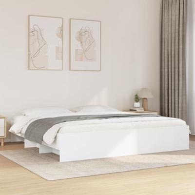 Bedframe massief hout wit 200x200 cm