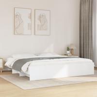 Bedframe massief hout wit 200x200 cm