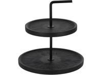 XEMM Serveertoren - Etagere - Mango hout - 2 laags - ∅26 x 28 cm - Zwart