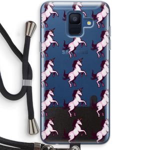 Musketon Unicorn: Samsung Galaxy A6 (2018) Transparant Hoesje met koord