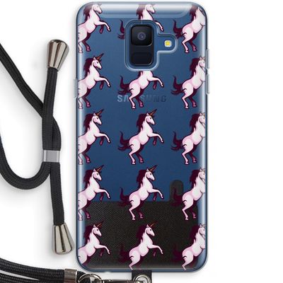Musketon Unicorn: Samsung Galaxy A6 (2018) Transparant Hoesje met koord
