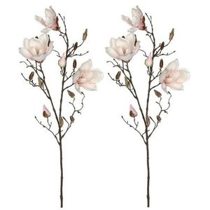 2x Licht roze Magnolia/beverboom kunsttak kunstplant 90 cm