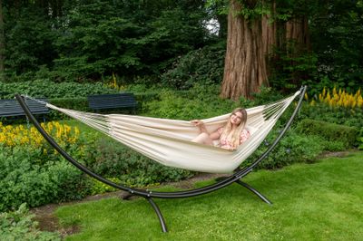 Hangmat met Standaard Tweepersoons 'Arc & Organic' Natura - Wit / Ecru - Brazilië - 180 kg - Tropilex