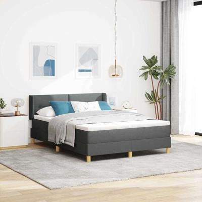 Boxspringbed met matras Donkergrijs 160 x 200 cm Stof