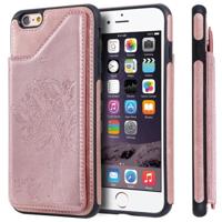 Voor iPhone 6 kat boom reliëf patroon schokbestendige beschermende case met kaartsleuven & fotolijstjes (Rose goud)