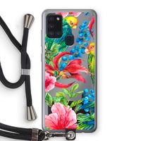 Papegaaien: Samsung Galaxy A21s Transparant Hoesje met koord