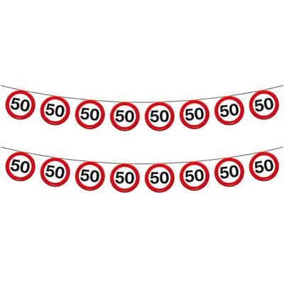 Slinger - 2x - 50 jaar - stopborden - 10 meter - papier - 50e verjaardag versiering - Abraham - Sara