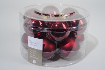 12 kerstballen ossenbloed glans-mat 50 mm - Ksd