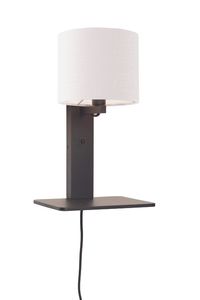 GOOD&MOJO Wandlamp 'Andes' Bamboe en Eco linnen, Met plank, kleur Wit