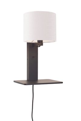 GOOD&MOJO Wandlamp 'Andes' Bamboe en Eco linnen, Met plank, kleur Wit