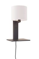 GOOD&MOJO Wandlamp 'Andes' Bamboe en Eco linnen, Met plank, kleur Wit